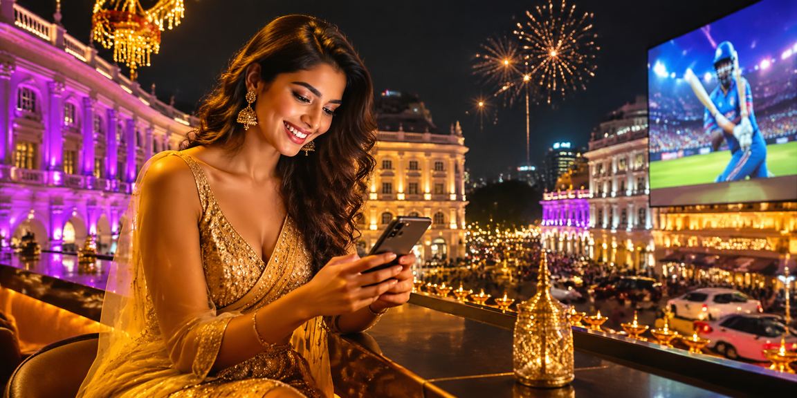 Fans watching cricket match and playing Teen Patti on mobile devices